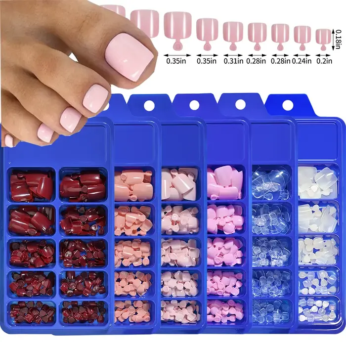 100/120 pièces faux ongles français court carré couverture complète faux ongles d'orteil acrylique r