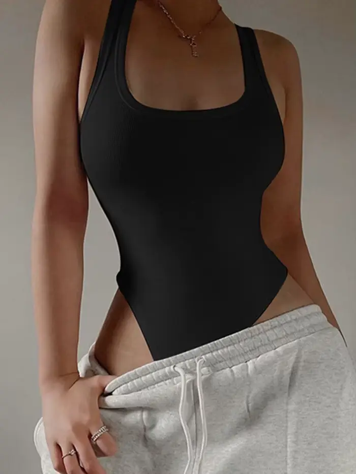 Sexy bez rukávov pletené body na leto, tesný fit, holé ramená, ohlávka štýl, ležérne, pre ženy, klubové oblečenie