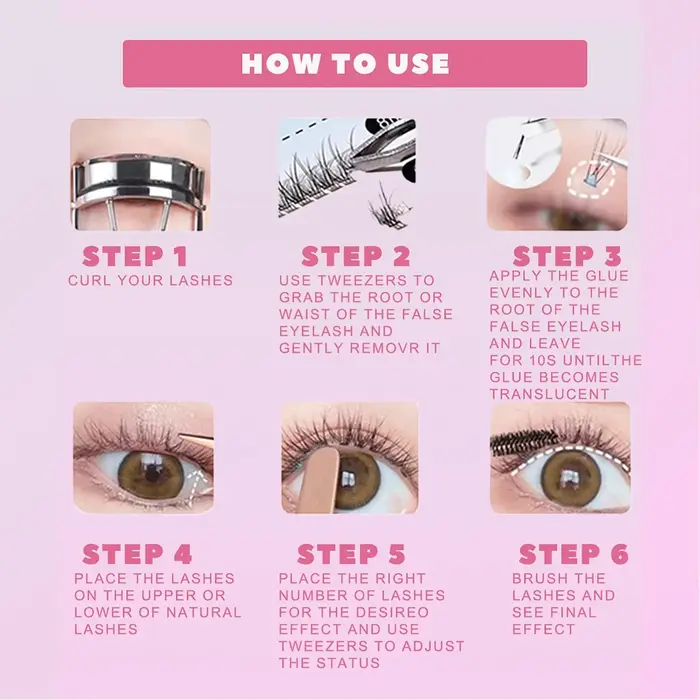 Extensions de cils en grappe individuelles professionnelles grande capacité 32 rangées, cils naturel