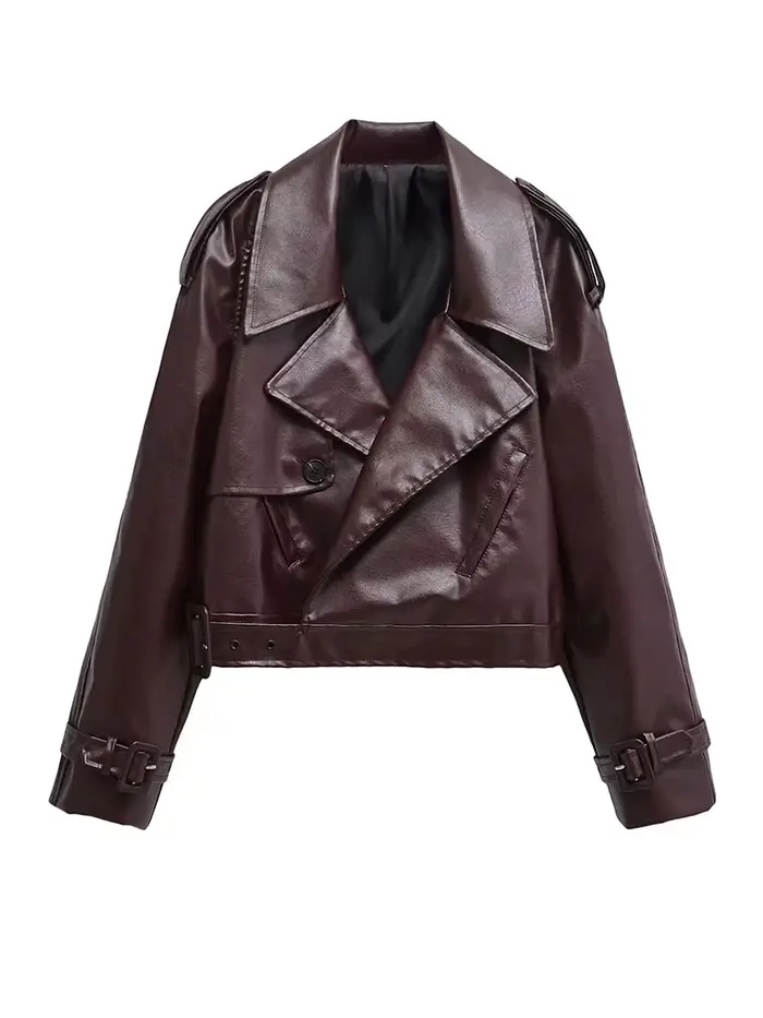 BBWM Umelá koža Bomber bunda pre ženy módna skrátená dámska streetwear vonkajšia