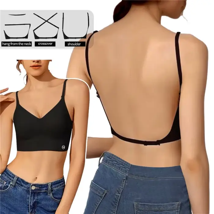 Soutien-gorge Push Up Invisible, dos nu, Sexy, pour femmes, coupe basse, plongeant, dos ouvert, sous