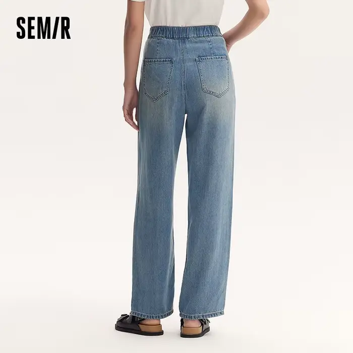 Jeans féminins Semir en lyocell à jambes larges, sensation de fraîcheur, coupe classique, confortable, polyvalent et flatteur pour femmes occasions estivales