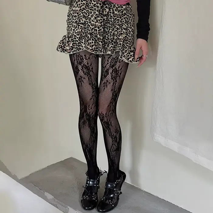 Roztomilé pančuchy Lolita ženy Sexy kvetinové čipky stehno vysoké nízke pančuchy spodná bielizeň pletené pletivo sieť pančuchy ženy pančuchy