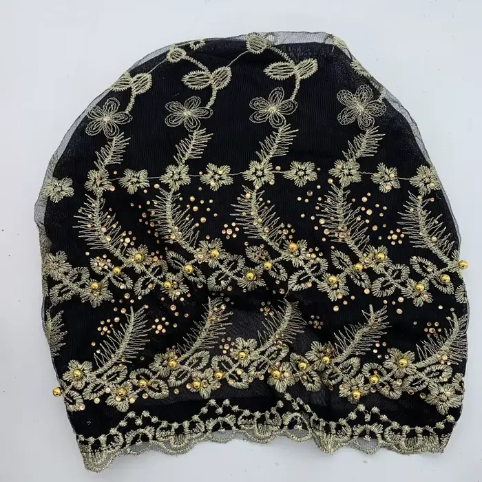 Turban à perles pour femmes, broderie, mode, couvre-chef musulman, Bonnets, chapeau de chimiothérapi