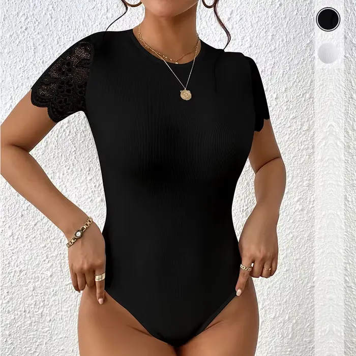 Sexy ženské body z polyesteru a elastanu čipky pre ženy, vybavené a pohodlné, ideálne pre večierky a špeciálne príležitosti