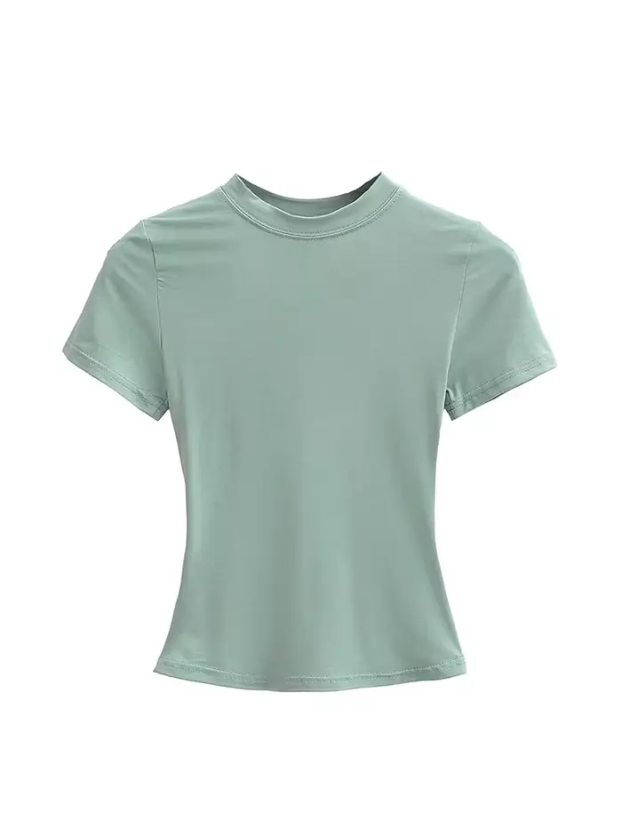 T-shirt manches courtes pour femmes, décontracté, de haute qualité, Sexy, Slim, tendance, couleur un