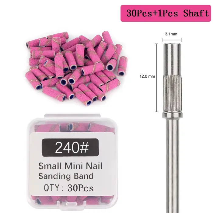 30 ks 3, 1 mm Mini brúsne pásiky na nechty s driekom 3/32" vrtáky na