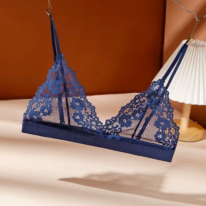 Sexy čipková podprsenka francúzskeho štýlu pre ženy, trojuholníková čiapka, podprsenka 7.0, jemná spodná bielizeň, kvetinová sieťovina, aktívna spodná bielizeň, intímna pre ženy