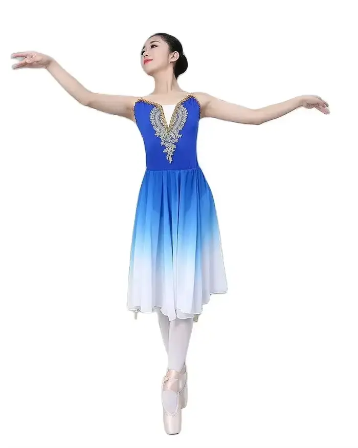 Vêtements de spectacle pour enfants, jupe de ballet, vêtements d'entraînement, jupe moelleuse, vêtements de spectacle pour filles, jupe de princesse bleu ciel