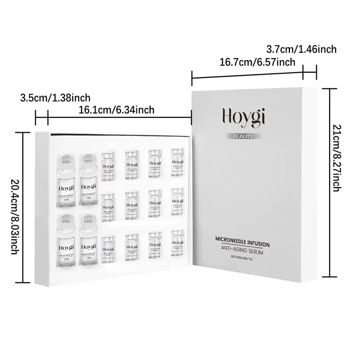Kit Sérum Raffermissant Visage avec Rouleau Microneedle Anti-Âge, Essence Hydratante et Lissante pou
