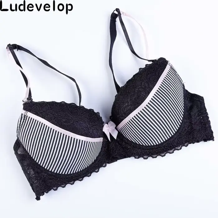 Intime nouveau push up femmes rayé soutien-gorge BC tasse dentelle lingerie broderie sexy jeune femm