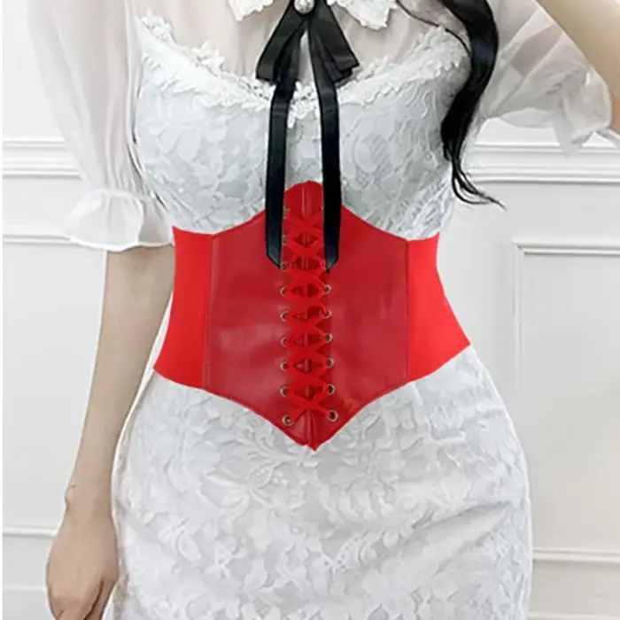 Dámske korzet zoštíhľujúci plášť Sexy široký kožený opasok Cummerbunds popruh pása pása pre ženy vysoký pás zoštíhľujúci korzety a bustiers