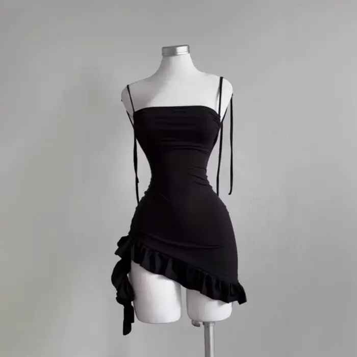 2025 Sexy sans manches dos nu Mini robe femmes été Europe amérique à lacets robes moulantes haute ru