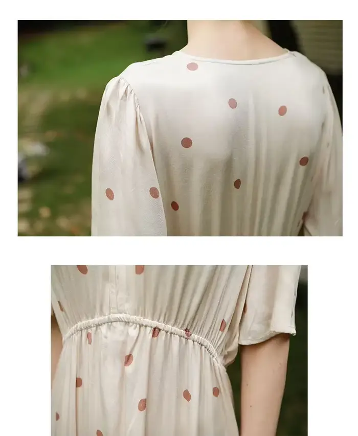 Dlhá viskózová nočná košeľa pre ženy, gradient letnej nočnej košele, V-neck nočná košeľa s hnedým stehom, krátky rukáv nočná košeľa