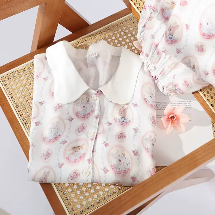 Sada pyžamá v bavlne pre ženy vintage štýl špeciálne príležitosti noc pokoj a elegancia,,