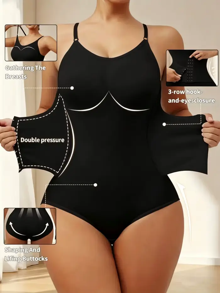 Body sculptant uni pour femme — Gaine amincissante ventre plat, compression abdominale double couche