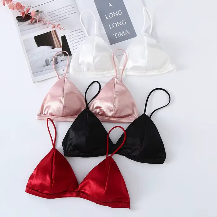 Sexy polyesterová podprsenka pre ženy, voľná veľkosť, polstrovaný trojuholníkový strih, zadné zatváranie, nastaviteľné popruhy, pre špeciálne a každodenné príležitosti