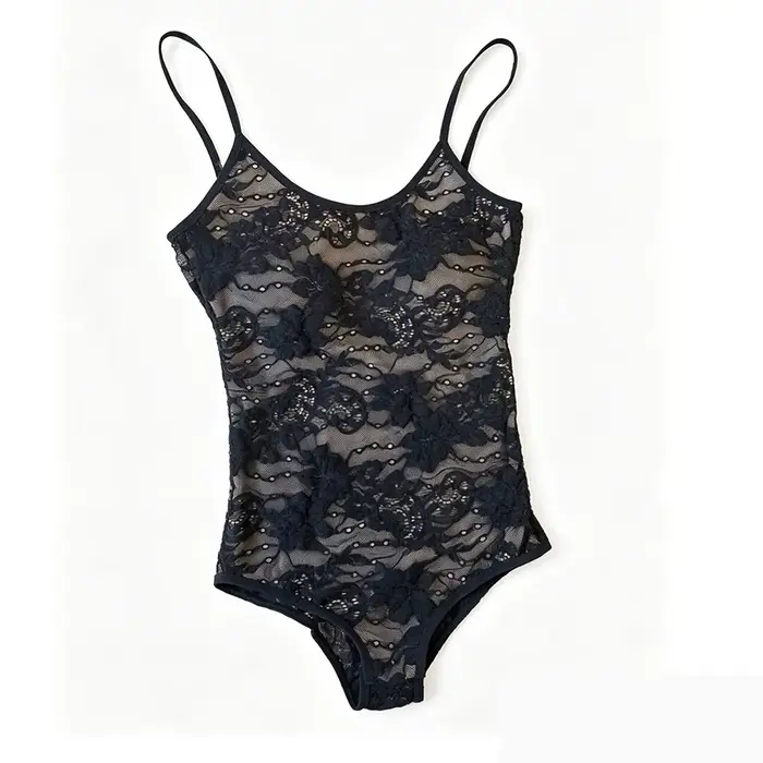 Body en dentelle transparente pour femme, sexy, à motif floral, sculptant le corps, peut être associ