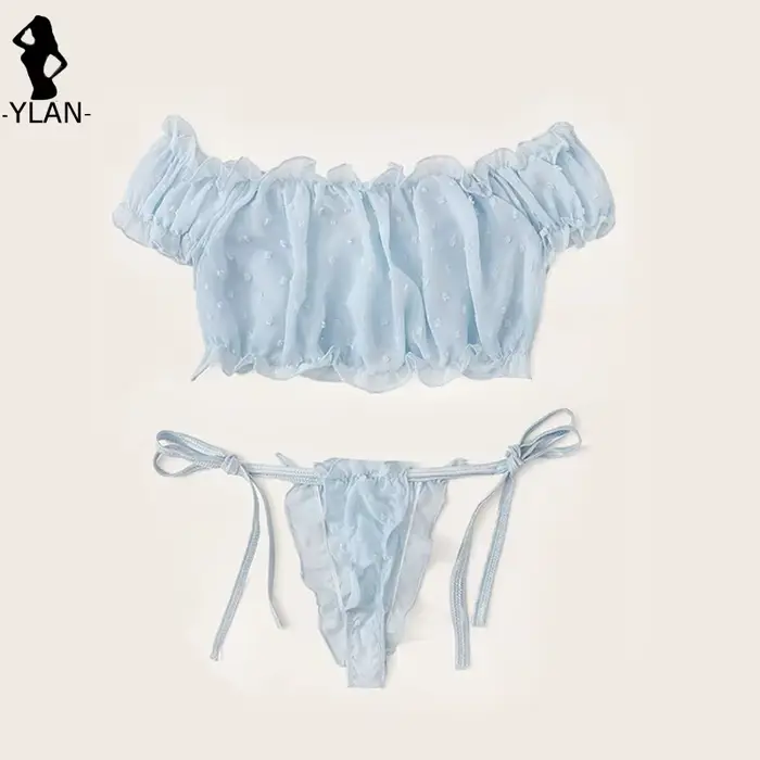Ensemble de lingerie intime sexy en polyester et élasthanne avec imprimés de points pour femmes, sous-vêtements féminins élégants et confortables pour occasions spéciales