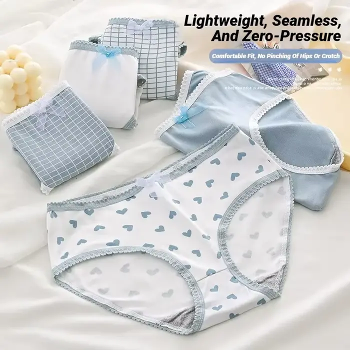 Culottes pour femmes en coton tricoté imprimées à carreaux de coeurs confortables et respirantes pour le quotidien et les occasions spéciales