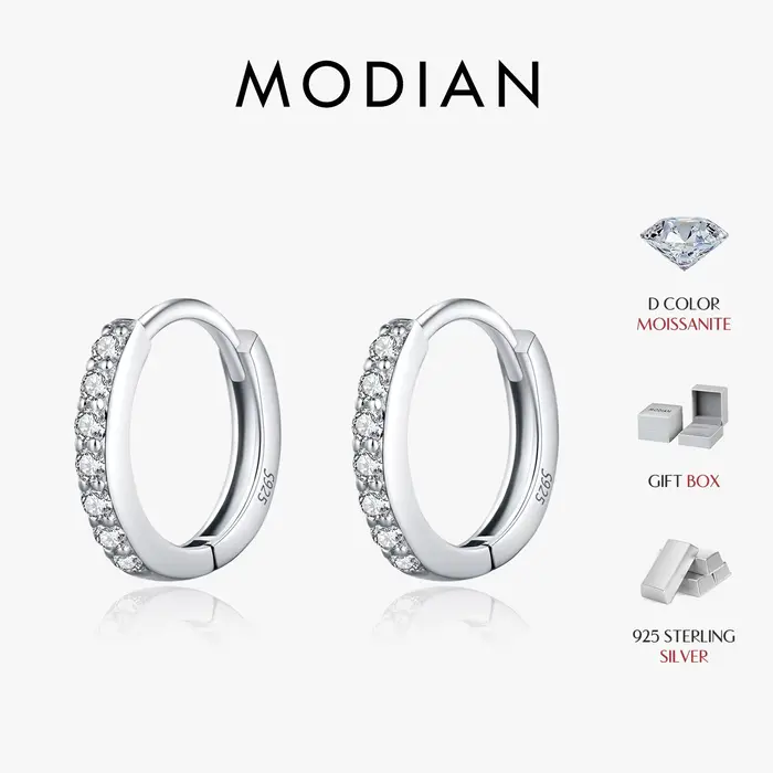 MODIAN D couleur scintillante Moissanite boucles d'oreilles 925 en argent Sterling classique brillan