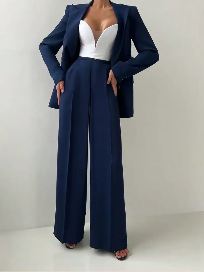 Ensemble de costume veste Blazer et pantalon à jambes droites pour femmes, élégant et décontracté, p
