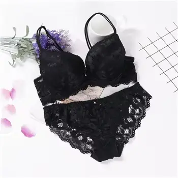Sexy podprsenkový set pre ženy Push Up Lenceria Mujer s kosticami Langerie dievča Bralette podprsenka a nohavičky Feminina čipka Underwe