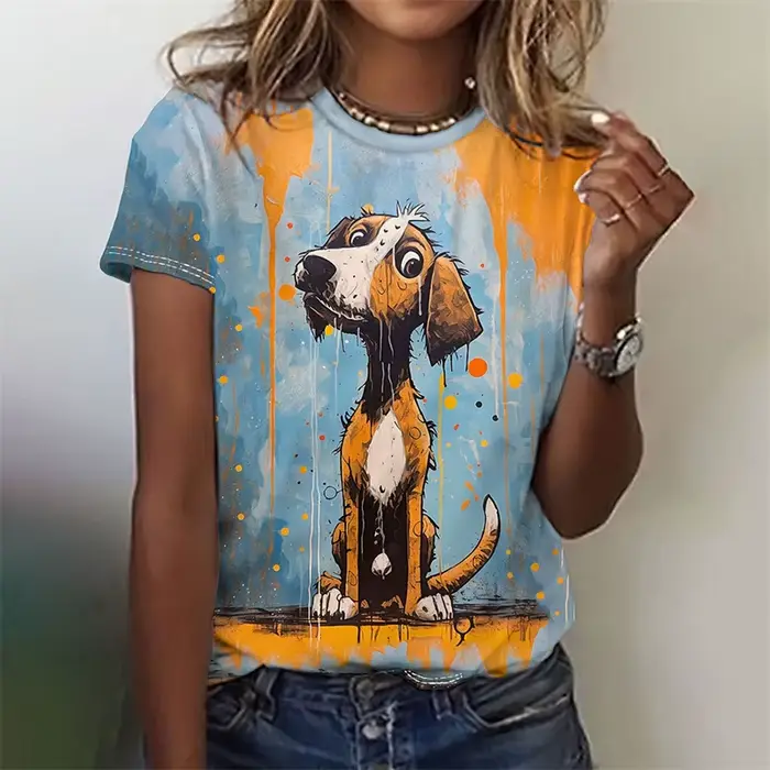 3D potlačené tričko Kawaii mačka pes pre ženy