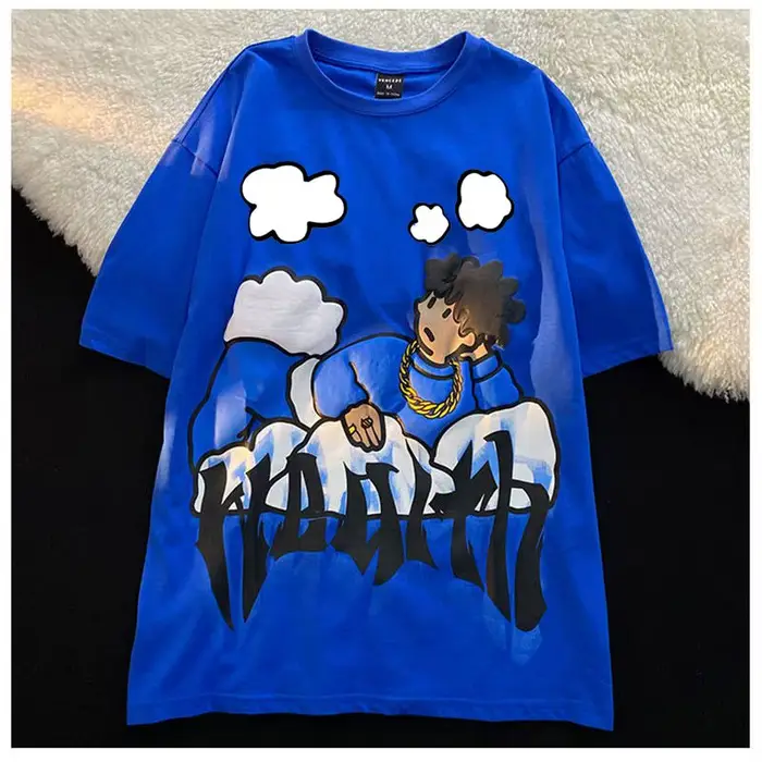 Harajuku oblaky Anime chlapec potlač high street tričká pre mužov Cool Hip Hop oversized voľné ležérne 10