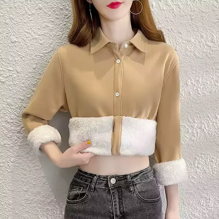 Chemise en velours côtelé pour femme, taille XXXL, col carré, décontractée, hiver, polyvalente pour toutes les occasions