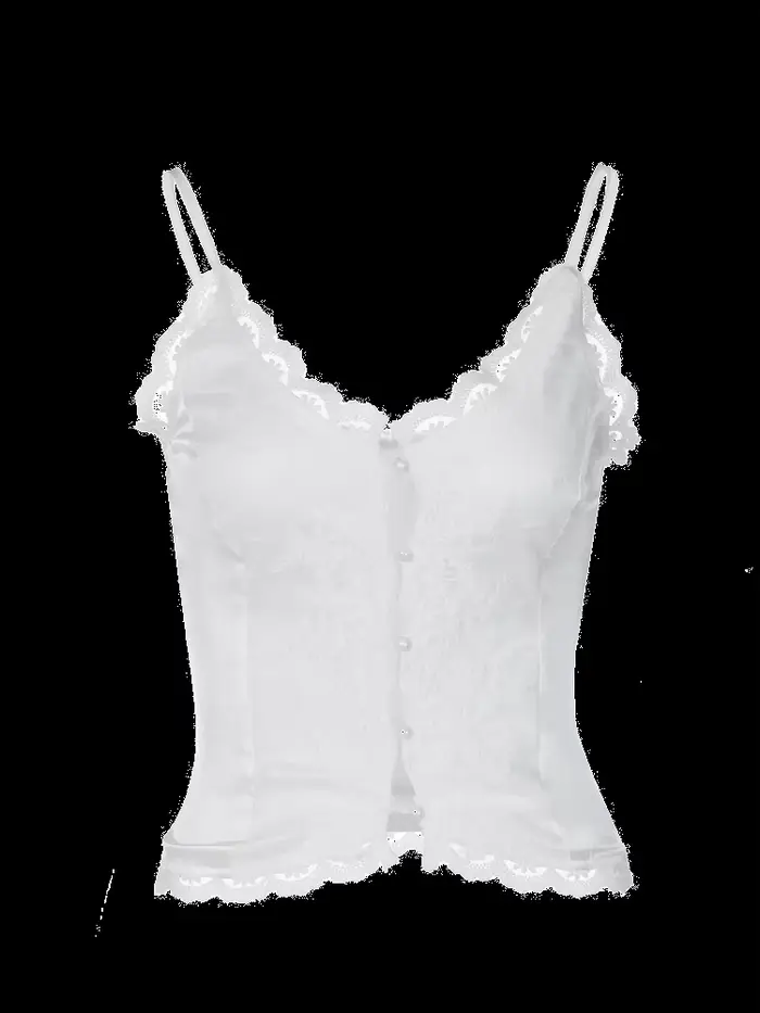 Dulzura 2023 Summer Women Solid White Lace Suspenders Satin Top Embroidery Camisole Sexy Y2K Elegant