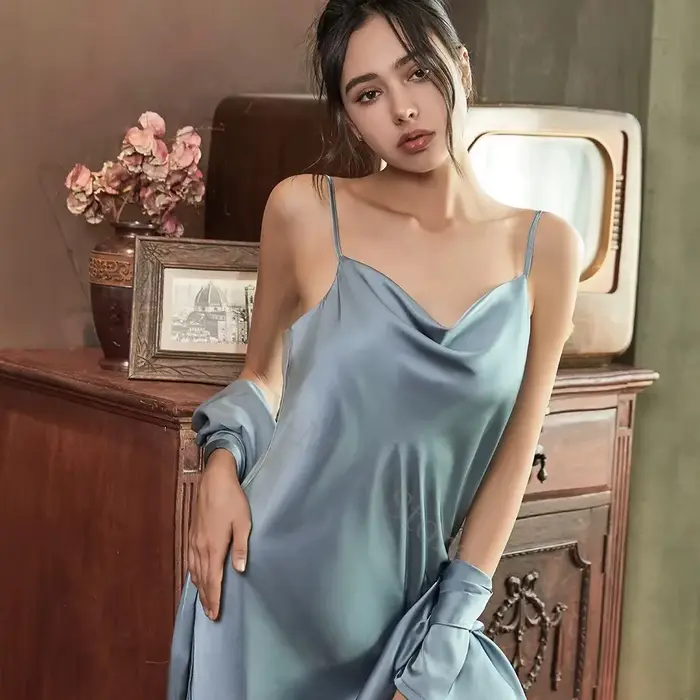 Robe de nuit en polyester et rayonne élégante pour femmes occasions spéciales décontractée sexy lounge vintage