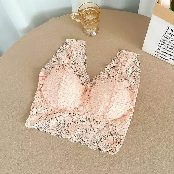 Soutiens-gorge en dentelle pour femmes, lingerie sexy à col en V profond, débardeurs sans armatures,