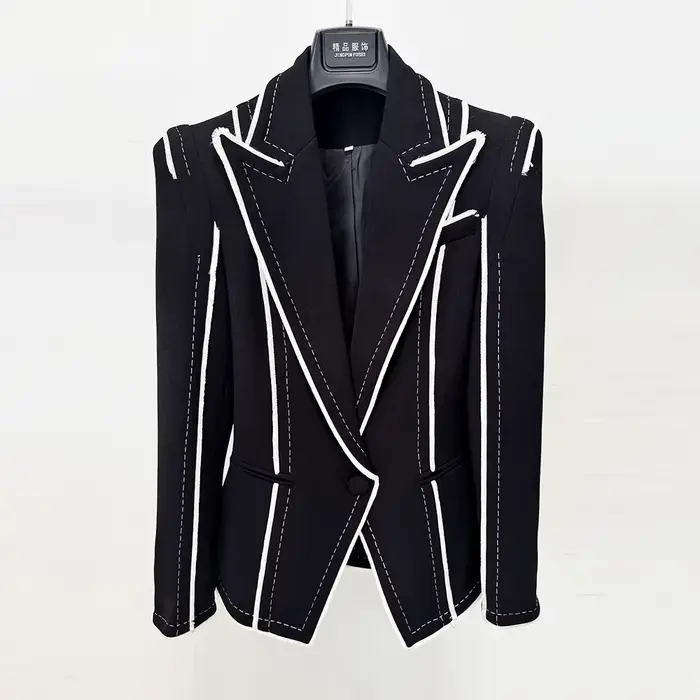 HIGH STREET Nouvelle Collection 2026 Blazer Femme Designer à Franges et Pompons Coupe Ajustée