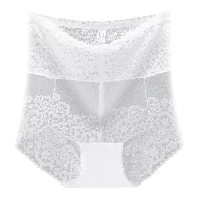 Culotte taille haute sans couture pour femme, short en dentelle, sous-vêtement à ventre plat
