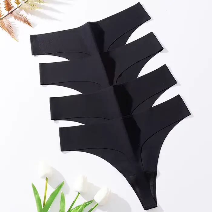 TrowBridge sans couture femmes culottes coupe en V Sexy femme tongs soie Satin sous-vêtements doux confortable Lingerie chaude g-strings sport t-back