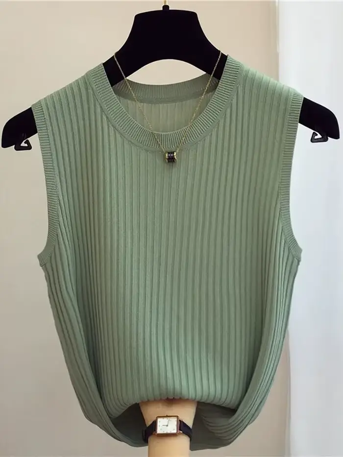 Zjais été printemps débardeurs femmes sans manches tricoté T-Shirts femme élastique mince gilets déc