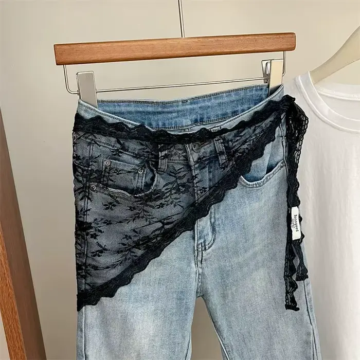 Ceinture brodée en dentelle de Style coréen, avec écharpe détachable, accessoire de superposition po