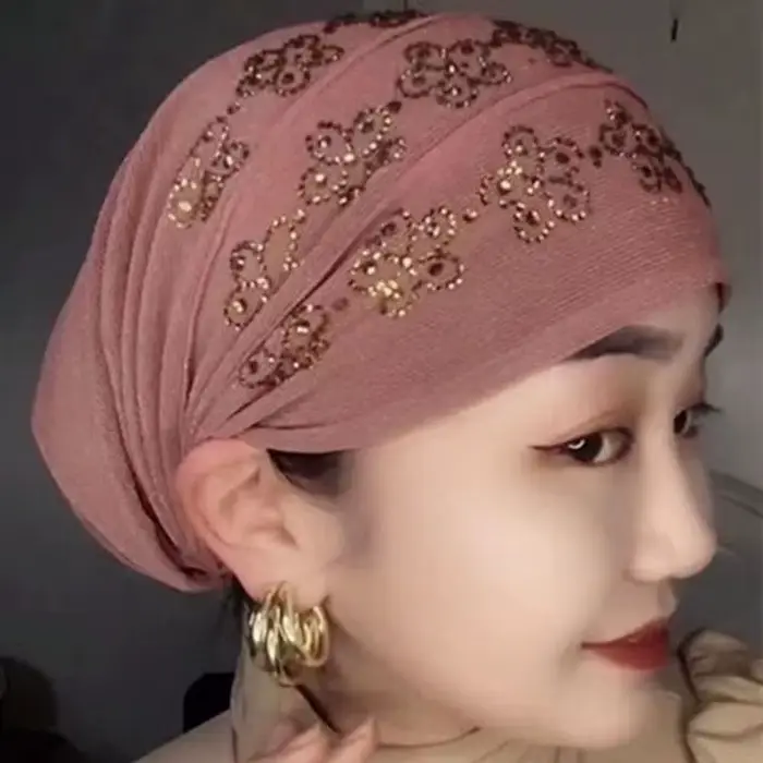 Letné diamantové turbany čiapky pre ženy elastické obalenie hlavy Čiapka moslimský Hidžáb