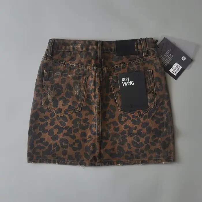 Mini-jupes taille haute pour femmes, jupes léopard à la mode, denim vert vintage, jupe de combat déc
