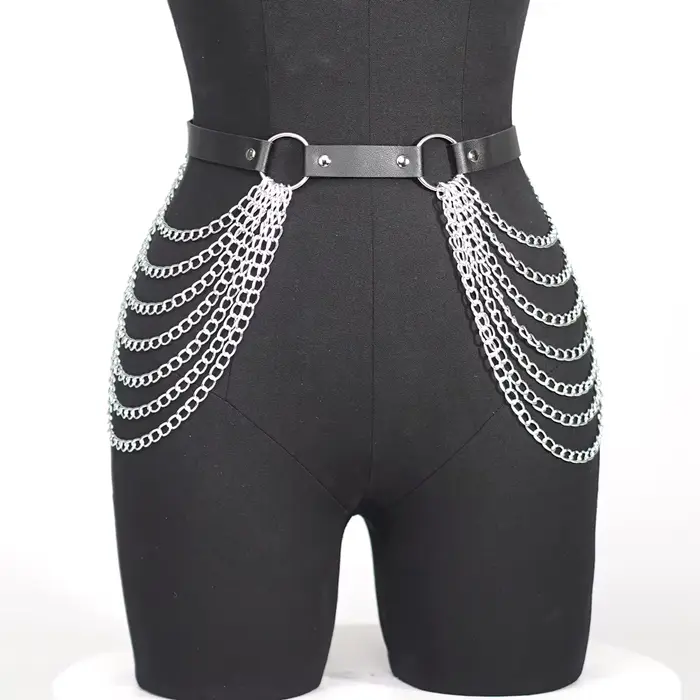 Punk Leder Krperkette Kožený podväzkový pás pre ženy, korzetový pás, sexy opasok na nohy, SFP pás, stehno, gotický SFP odevný doplnok