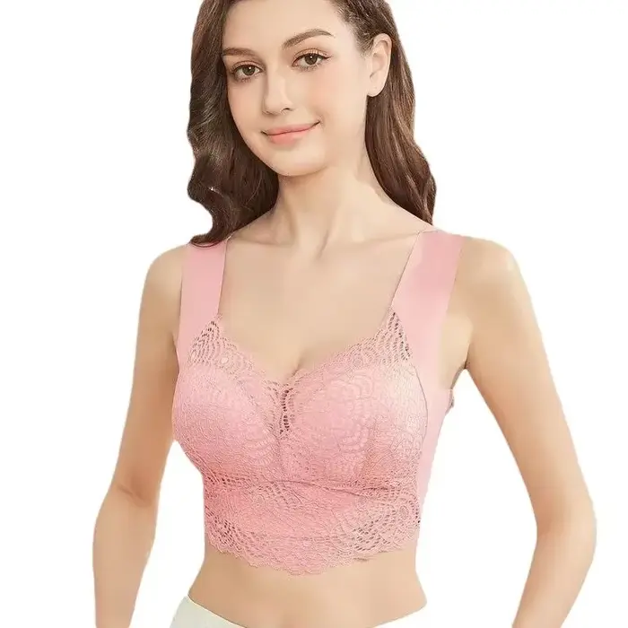 Štíhla a pohodlná dámska bezdrôtová podprsenka, štýl športovej vesty, veľká veľkosť, sexy, čipka, bezšvíkové, na spánok, od značky Temu Cross-Border