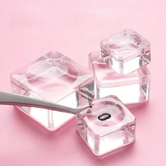 Joint carré en verre de cristal, support de faux cils, tampon de colle, 4 tailles, porte-colle, pale