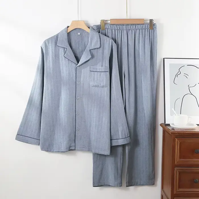 Štýlové japonské pyžamo pre ženy, mäkká bavlna, dlhé rukávy, členkové nohavice, V-neck, pohodlné na spanie a relaxáciu, špeciálne príležitosti