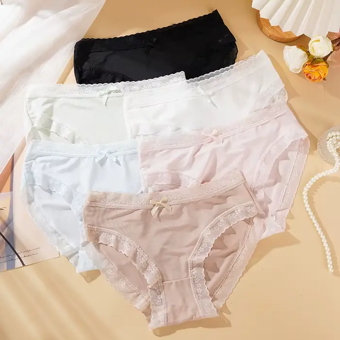 Ženy Sexy nohavičky jednofarebné spodné prádlo priedušná čipka Knot spodná bielizeň žena Ultra tenké priehľadné nohavičky Nové