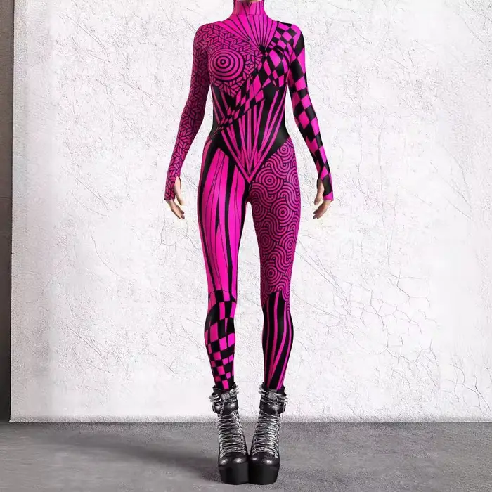 Body de Cosplay Punk Art combinaison à lignes irrégulières Costume de fête d'halloween Costume Zentai Polyester à manches longues pour hommes et femmes événements cosplay soirées à thème