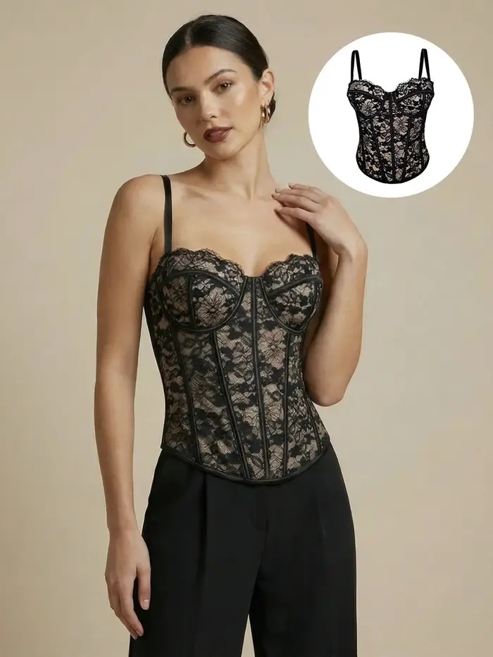 Sexy čierna čipkovaná košeľa