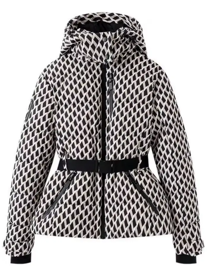 2025 femmes hiver à capuche rembourré Sport Parkas pantalon 2 pièces ensemble ceinture femme élégant