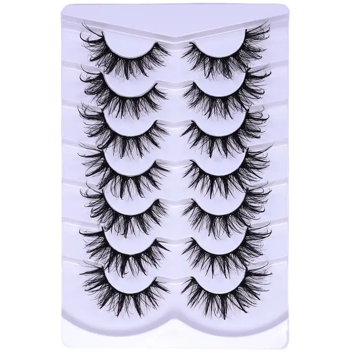Faux cils de chat nickel é moelleux, 7 paires, look de support, contaminants, cils bouclés en D, fau