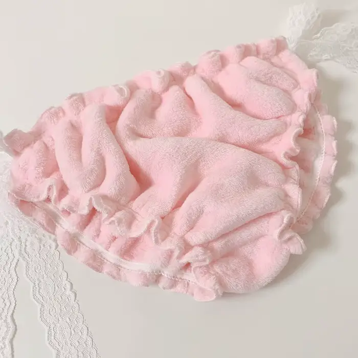 Femmes Sexy rose flanelle dentelle slips nœud papillon gonflé toucher chaud épais doux Lolita culott